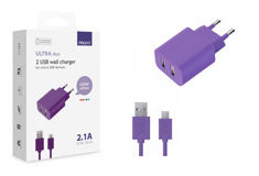 Deppa 2 USB, 2,1А + кабель microUSB (#)