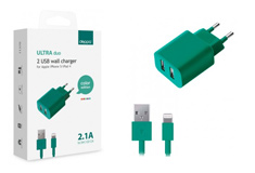 Deppa 2 USB, 2,1А + кабель iPhone5/6