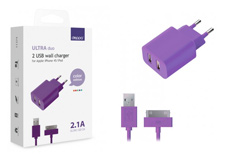 Deppa 2 USB, 2,1A + кабель iPhone3/4 (#)