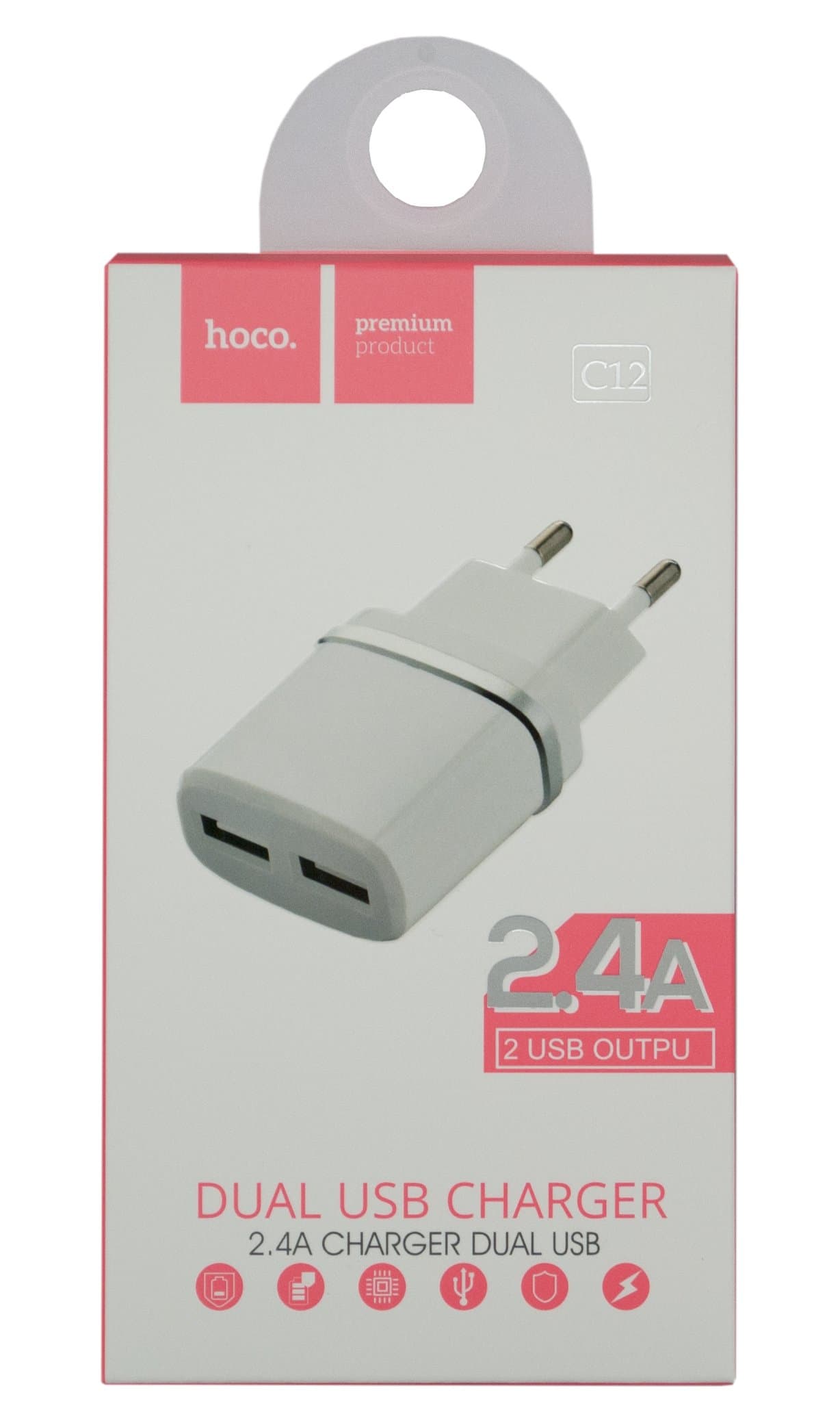 Main image of Hoco C12 2USB для Lightning (2.4A) (белый)