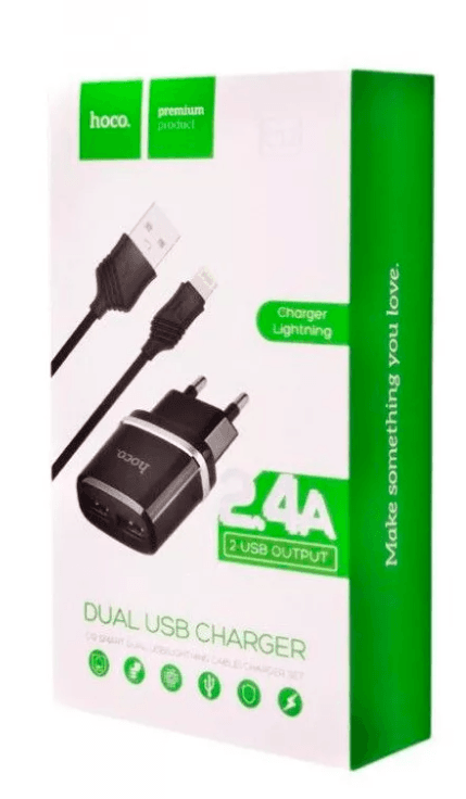 Main image of Hoco C12 2USB для Lightning (2.4A) (черный)