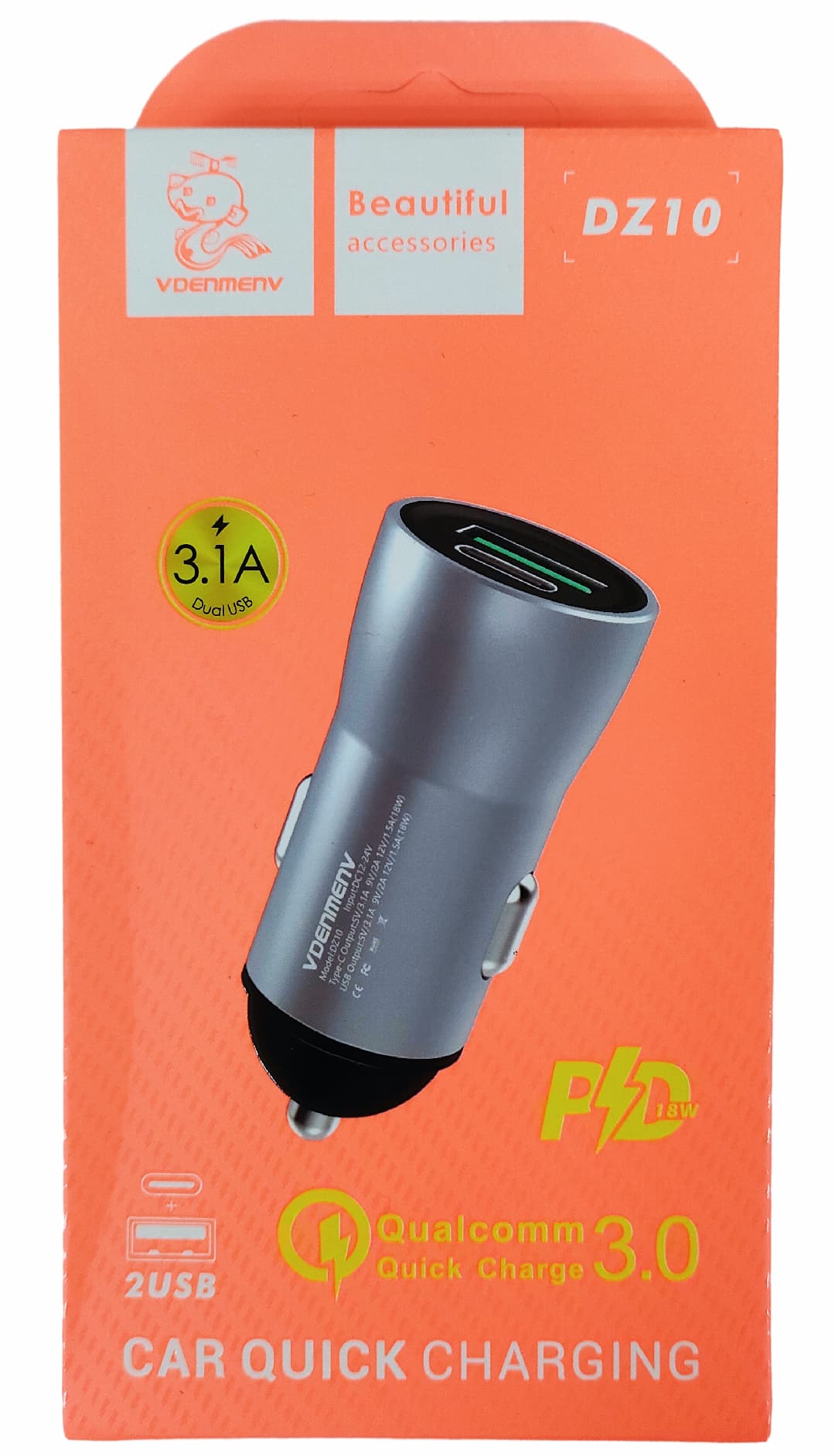Main image of Denmen DZ10 1USB PD (QC3.0 быстрая зарядка)