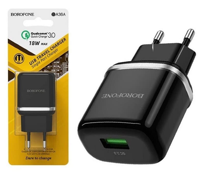 Main image of Borofone BA36A 1USB (QC3.0 быстрая зарядка)