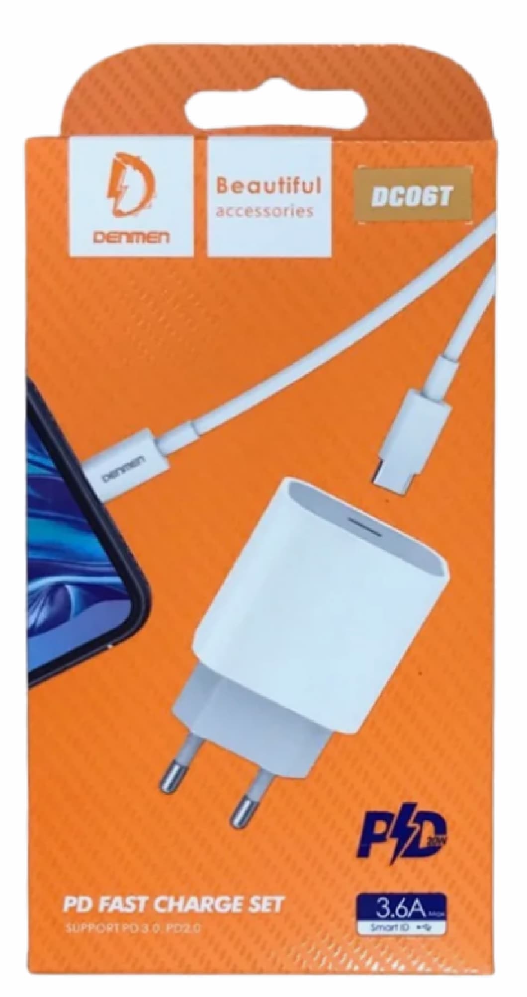 Denmen DC06T PD для Type-C (20W, 3.6A)