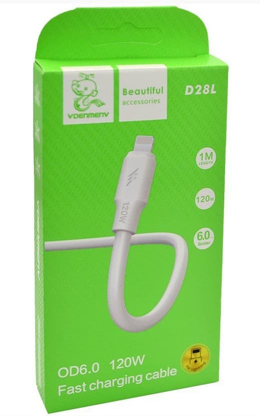 Denmen D28L силиконовый для Lightning 120W (1м)