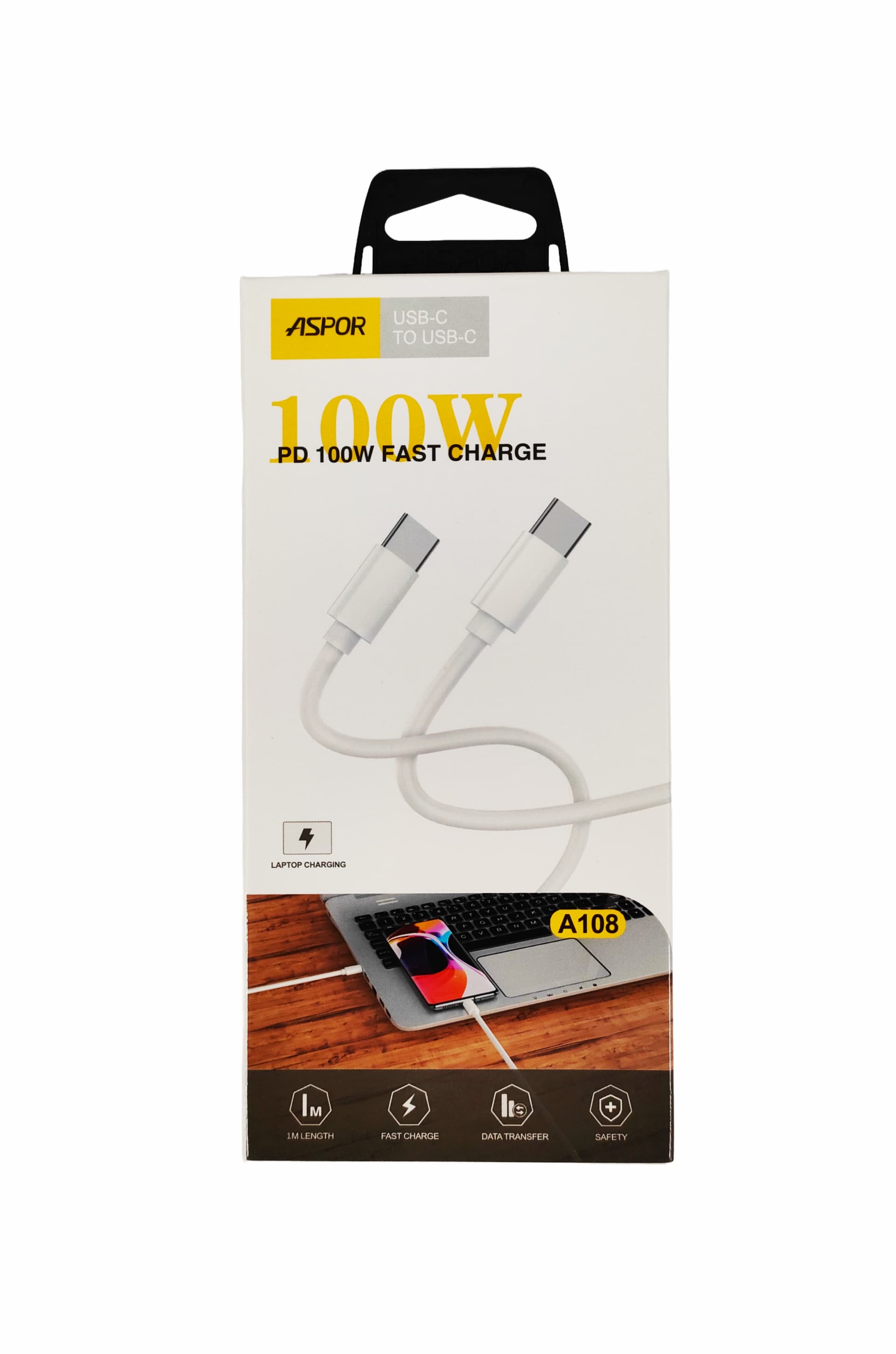 Main image of ASPOR A108 PD 100W для Type-C 1м (белый)