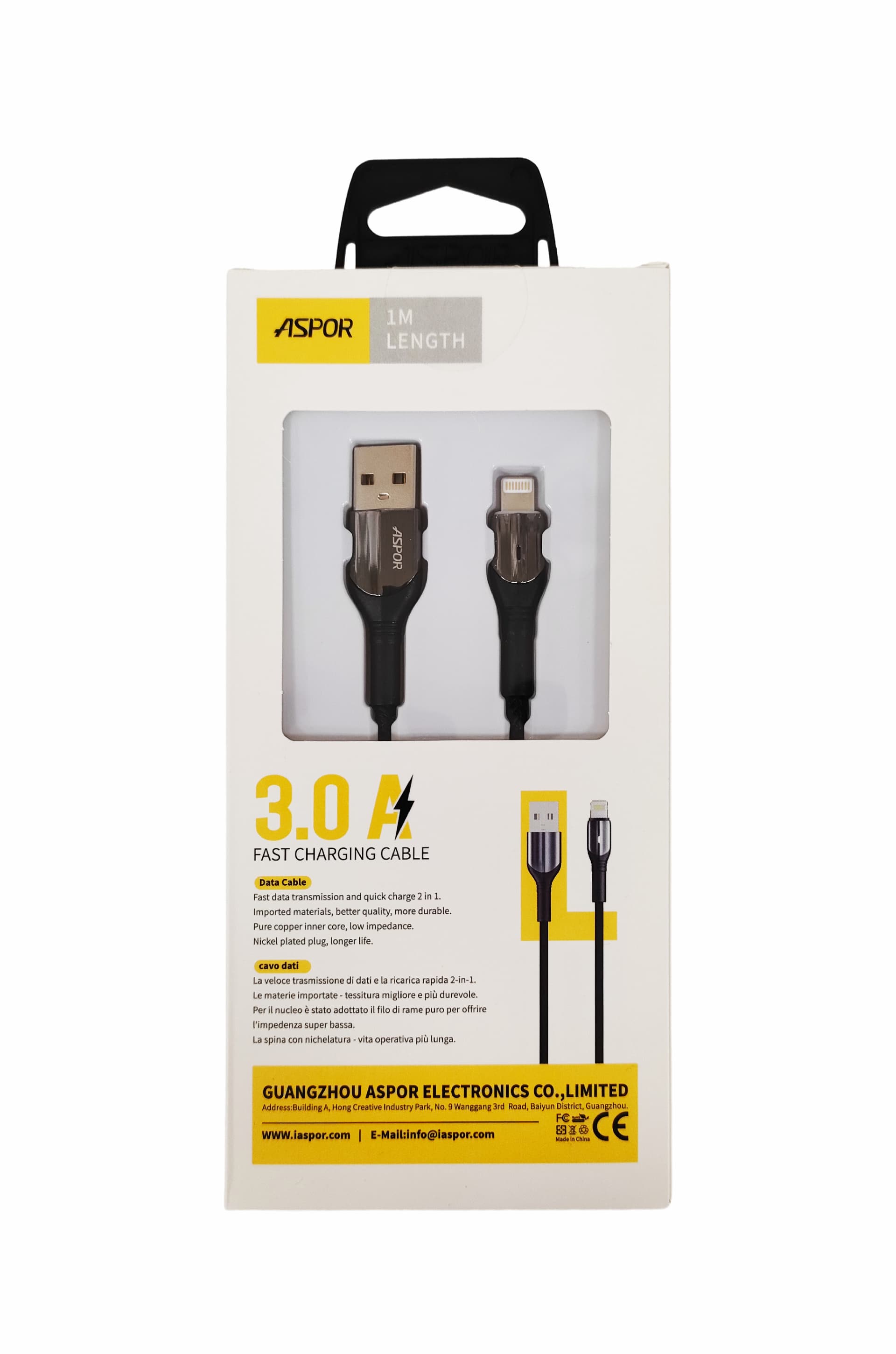 Main image of ASPOR AC-09 3A, для Lightning 1m (черный)