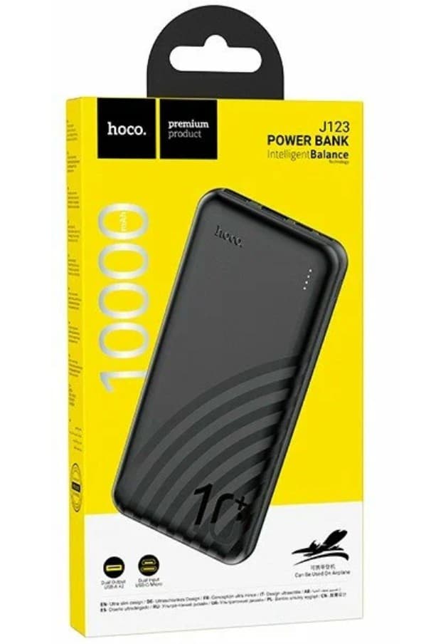 Main image of Hoco J123 10000mAh (2USB/2A/LED), (черный)