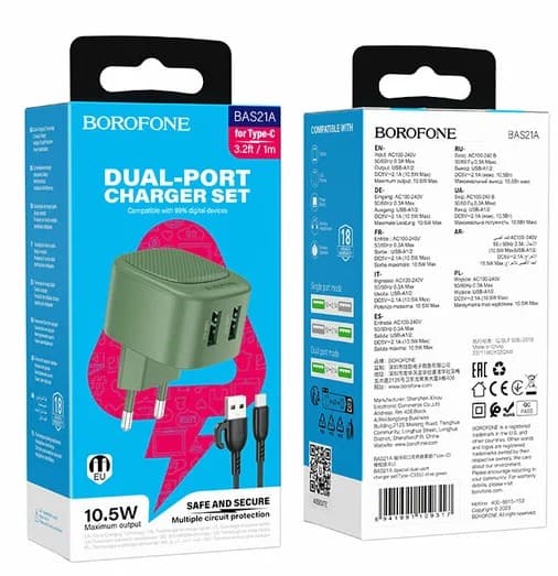 Main image of Borofone BAS21A 2USB для Type-C (2.1A)