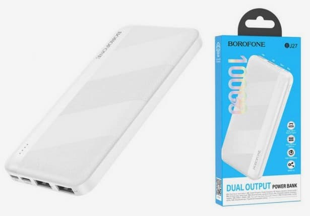 Borofone BJ27 10000mAh 2USB, 2.4A LED (белый)