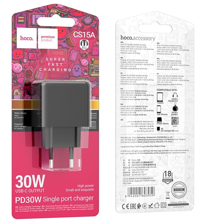 Main image of Hoco CS15A PD 3.0A PD 30W &amp; QC3.0 (черный)