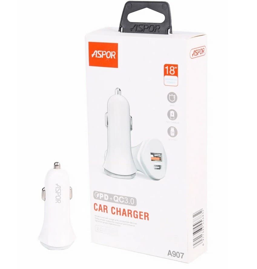 Main image of ASPOR A907 2USB+PD 20W, 3.4A (белый)