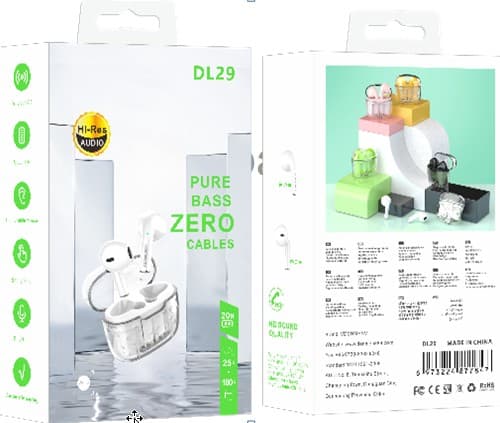 Main image of Denmen DL29 EARBUDS : базовый функционал , ВТ5.0 , емк. акб 25/200 mAh, 2 микр.(светло-желтый)
