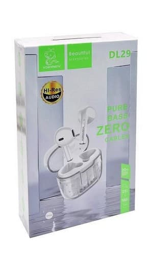 Denmen DL29 EARBUDS : базовый функционал , ВТ5.0 , емк. акб 25/200 mAh, 2 микр.(черный)