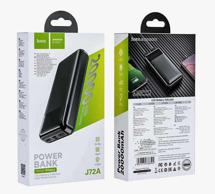 Main image of Hoco J72A 20000mAh 2USB, 2A (черный)