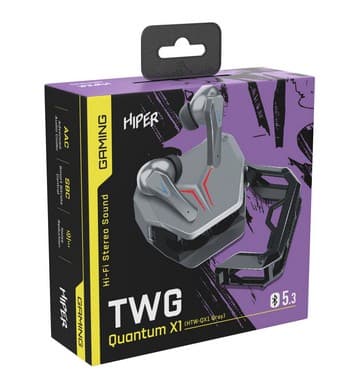 HIPER QUANTUM X1: ENC , ВТ5.3 , емк. акб 30/350 mAh, IPX4 , 2 микр. (серый)