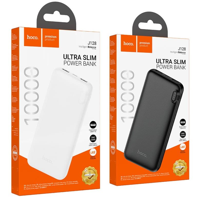 Main image of Hoco J128 10000mAh (2USB+PD/2A/LED), (черный)