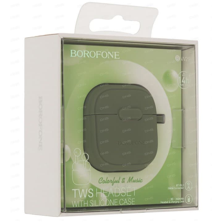 Main image of Borofone BW29 TWS : чехол в подарок, BT 5.3, емк. акб 30/300mAh, IPX5,2 микр. (зеленый)