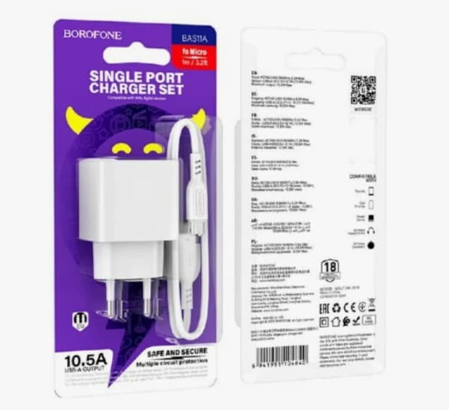 Main image of Borofone BAS11A 1USB 2.1A, 10W для MicroUSB