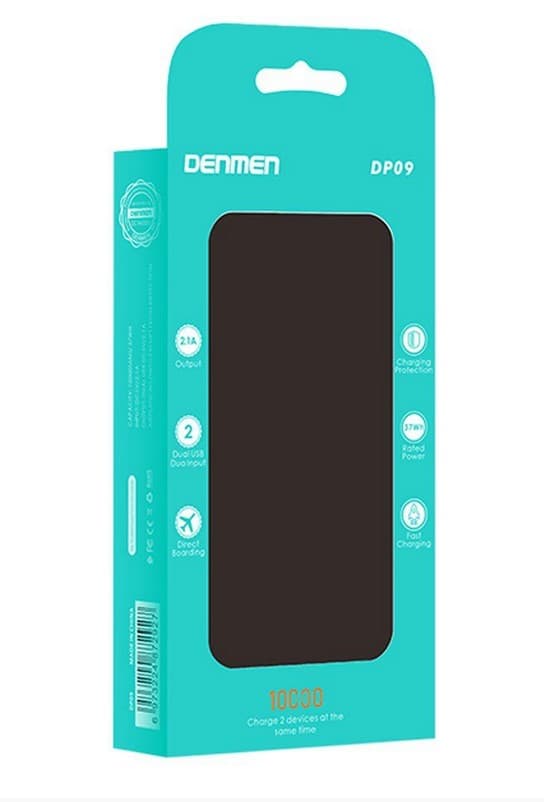 Main image of Denmen DP09 10000mAh 2USB+1PD 2.1A черный
