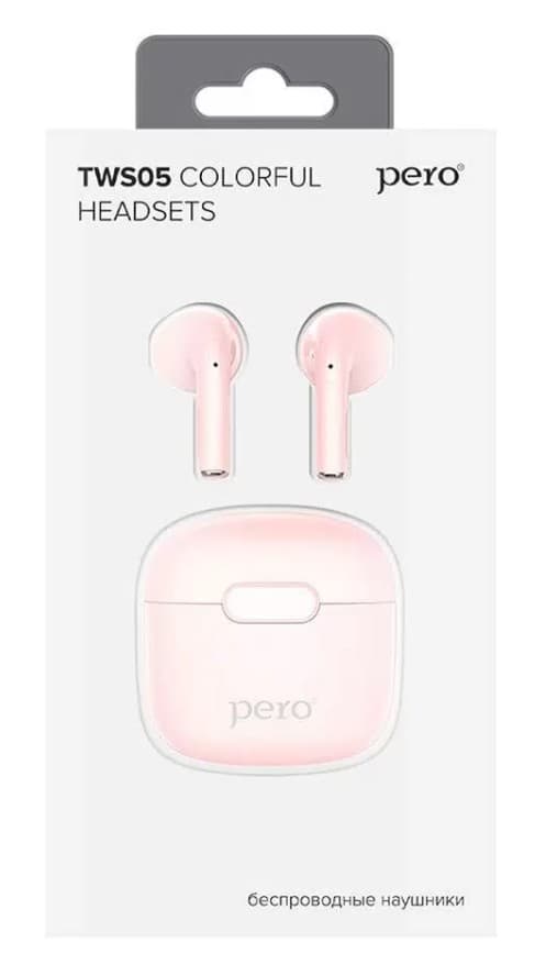 Main image of PERO TWS05 COLORFUL: яркий дизайн , BT5.3 , емк. акб 25/180mAh , 1 микр. (розовый)