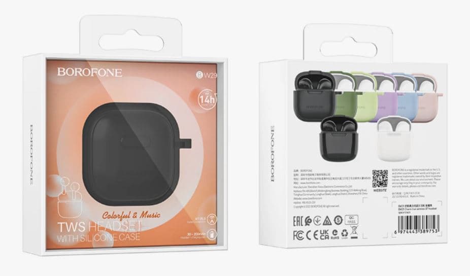 Main image of Borofone BW29 TWS  : чехол в подарок, BT 5.3, емк. акб 30/300mAh, IPX5,2 микр. (черный)
