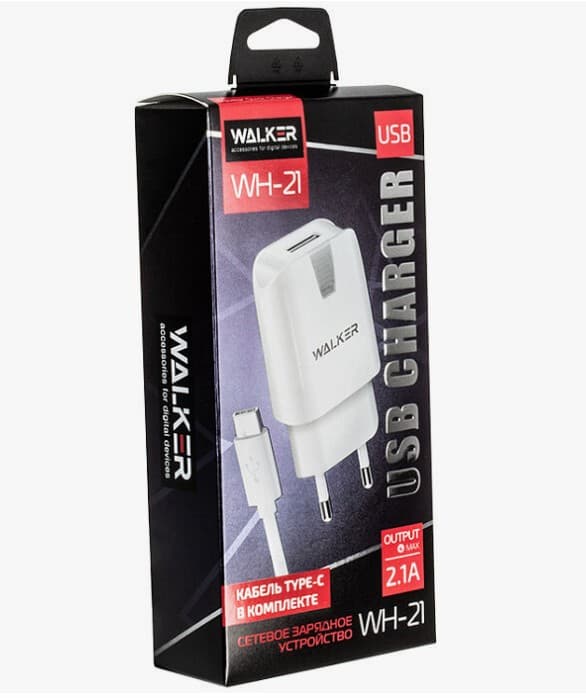 Main image of WALKER WH-21 1USB для Type-C (2.1A)