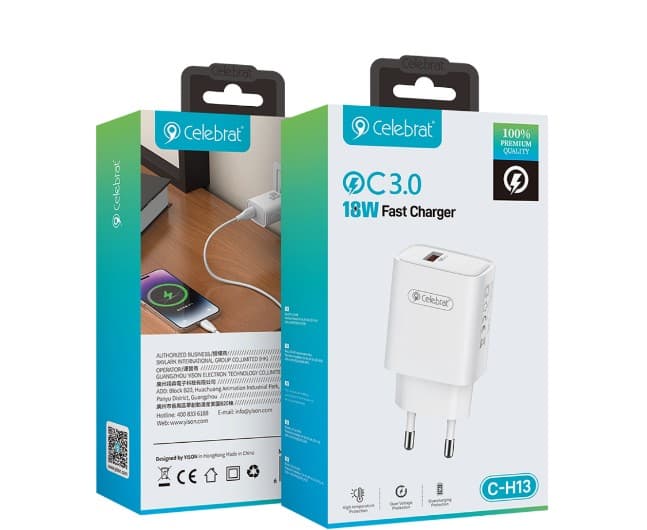 Main image of Celebrat C-H13 1USB, 18W, QC3.0 (быстрая зарядка)