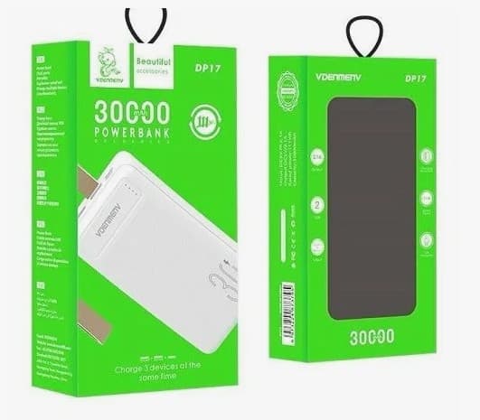Main image of Denmen DP17 (30000mAh) 2USB+1PD 2.1A черный