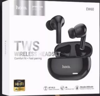 Hoco EW60 : чистый звук , BT5.3 , емк. акб 30/300 mAh, IPX4 , 2микр.   (черный)