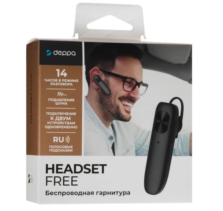 Main image of Deppa Headset Free, BT5.4/220мАч, без клипсы для уха (черный) 46011