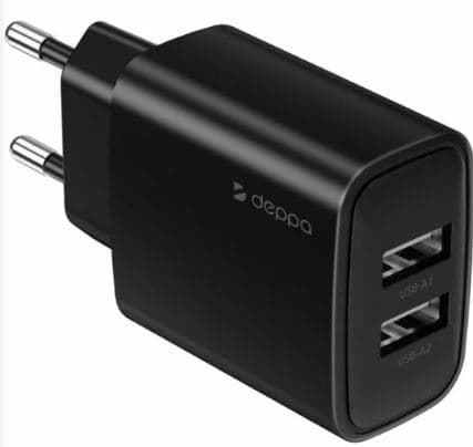 Main image of Deppa 2USB , 2.4A (черный) 11486