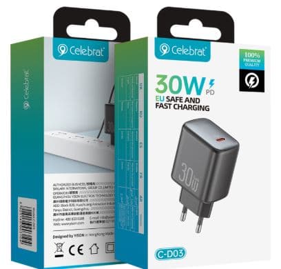 Celebrat C-D03 GaN PD 30W, QC3.0, быстрая зарядка