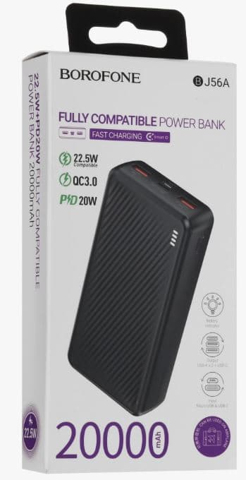 Main image of Borofone BJ56A 20000mAh (2USB+PD) LED, (черный)