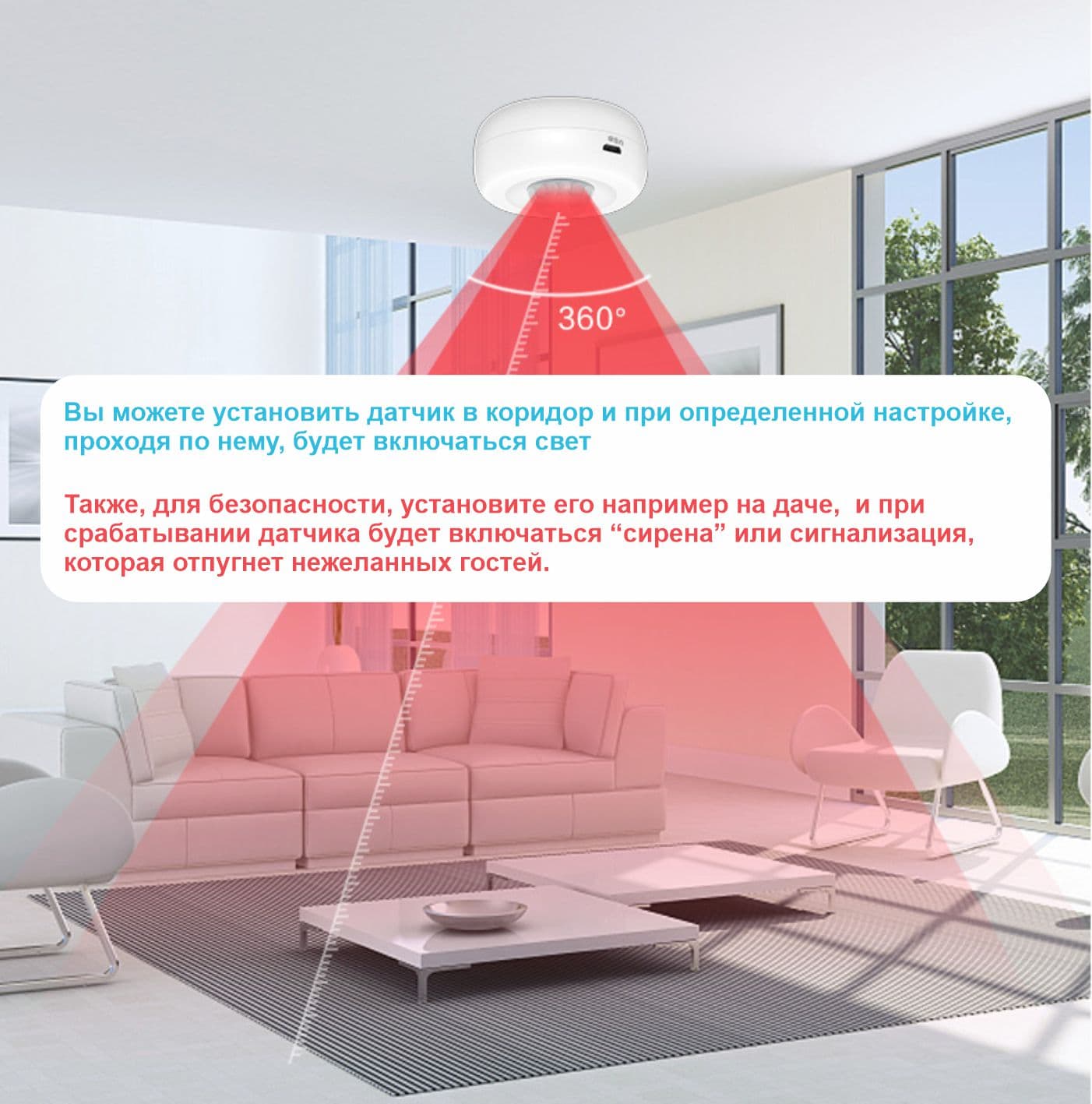 Main image of multibrand HW04 обнаружения: угол128° /Расстояние до 8м / Wi-Fi, приложение Smart Life (работает от батареек)