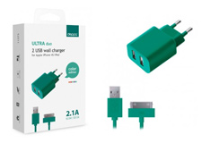 Deppa 2 USB, 2,1A + кабель iPhone3/4 (#)